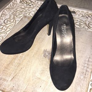 Franco Sarto black suede platform pumps